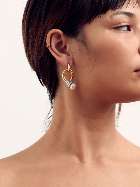 mismatched closed tapered tabua drop hoop earrings