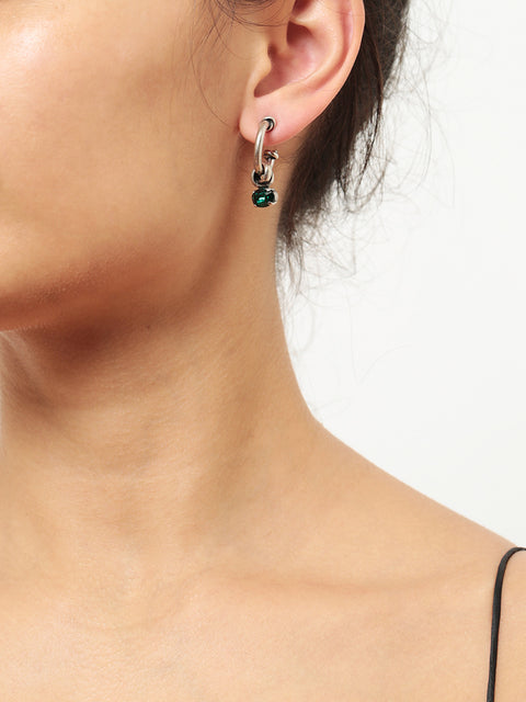 small green bling ring hoop earrings