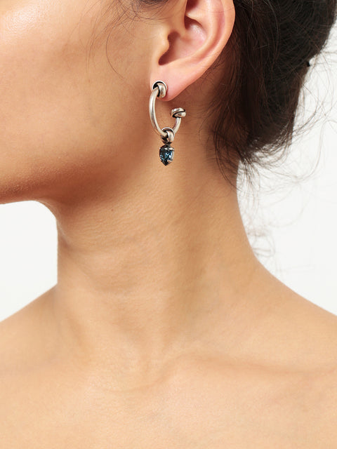 blue bling ring hoop earrings