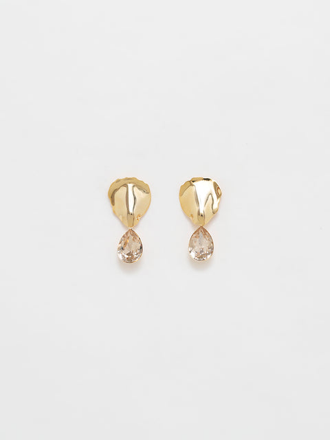 little golden petal and tear drop earring