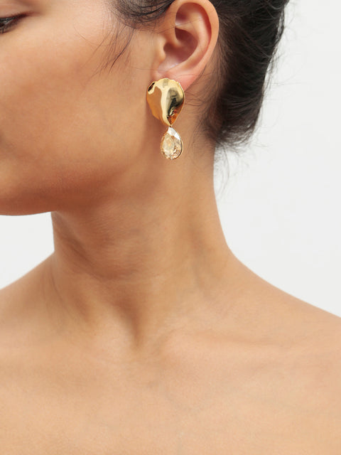 little golden petal and tear drop earring