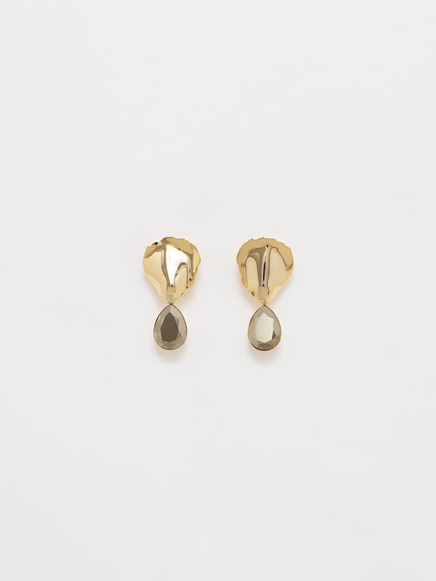 little petal and metallic tear drop earring