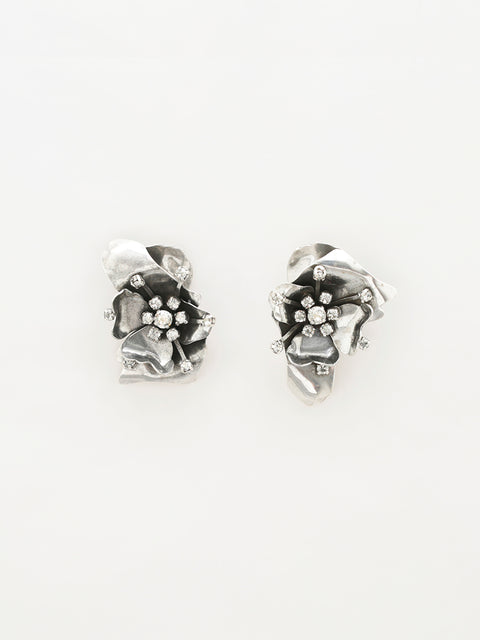 antique silver flower earring