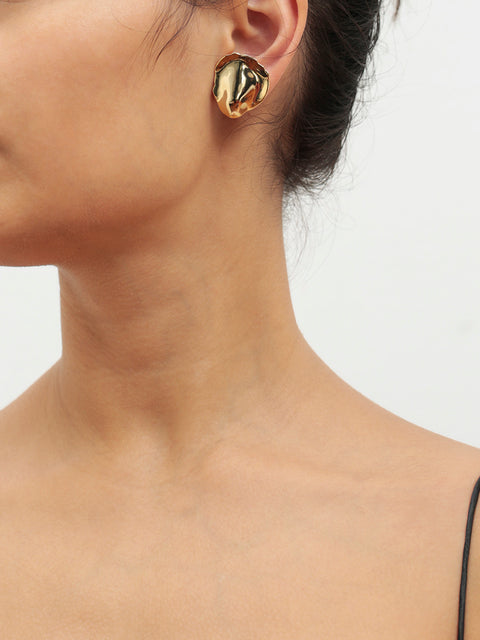 golden little petals clip on earring