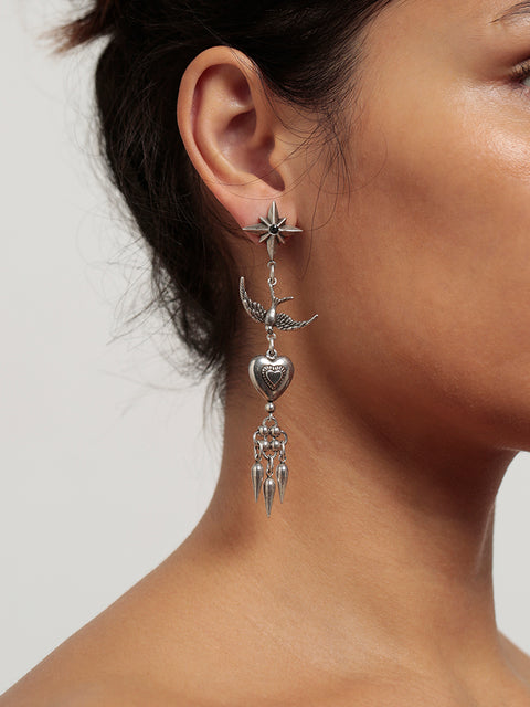 mismatched charms drop earrings