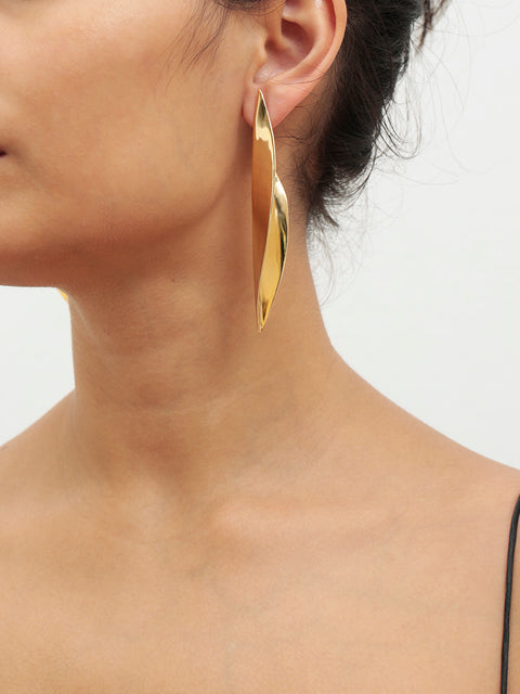 golden sansevieria frond earrings