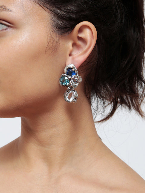 multi crystal molten drop earrings