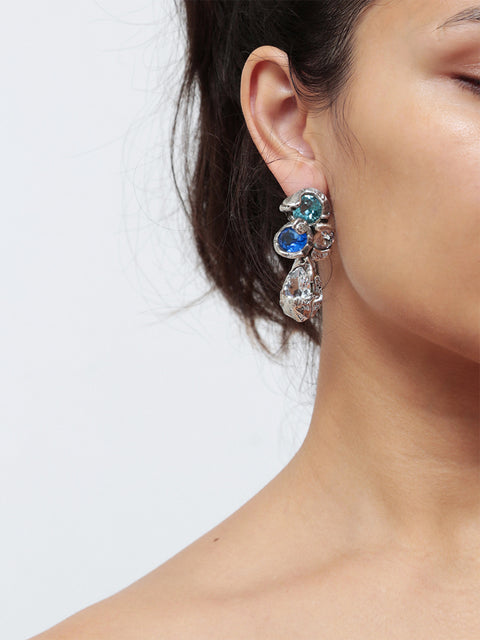 multi crystal molten drop earrings