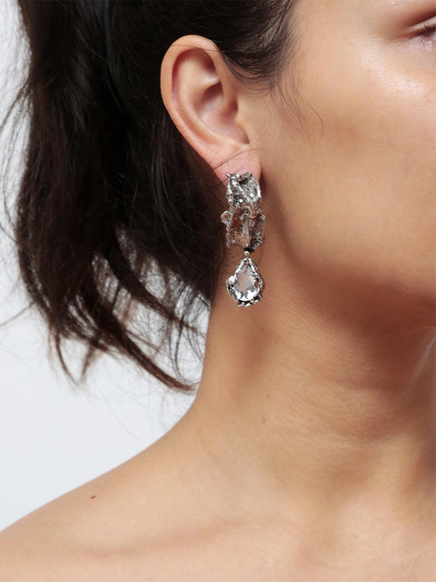 molten crystal drop hoop earrings