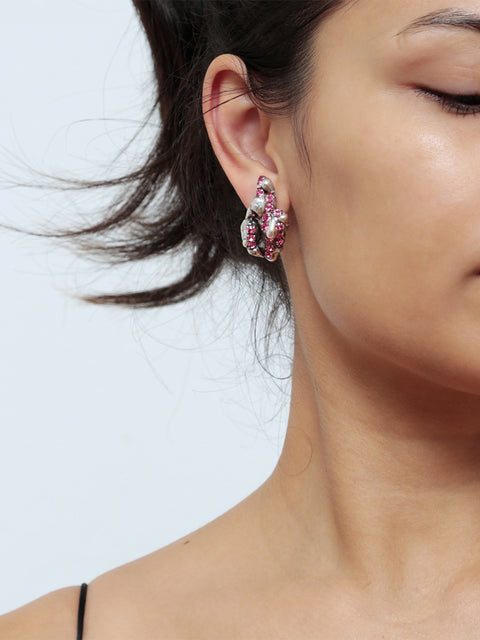 pink crystallized molten earrings II