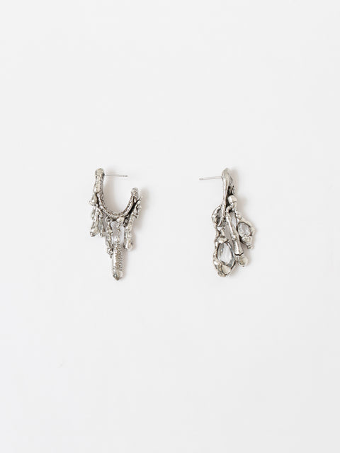 mismatched molten crystal drop earrings