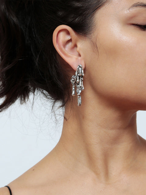 mismatched molten crystal drop earrings