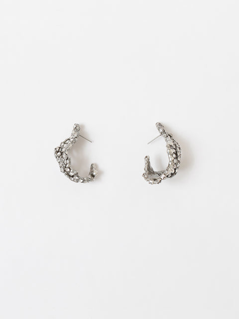 asymmetrical crystallized molten hoop earrings