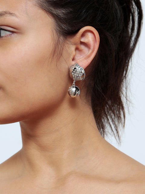 crystallized spherical molten drop earrings