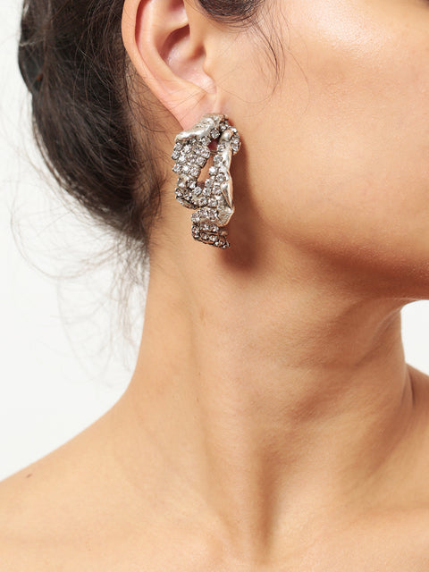 asymmetrical crystallized molten earrings