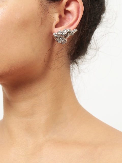 asymmetrical crystallized molten earrings