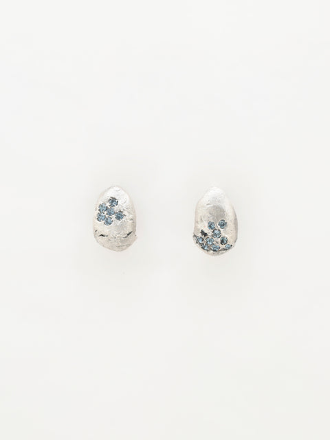 blue crystallized ovoid molten earrings