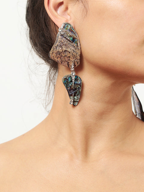 double large irregular paua shell drop earrings