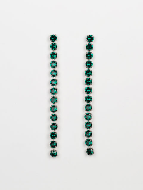 emerald crystal line drop earrings