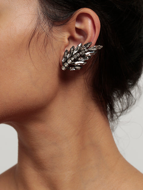 mismatched palm frond ear-cuffs