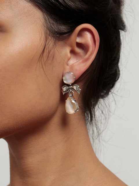 ivory crystal tear earrings